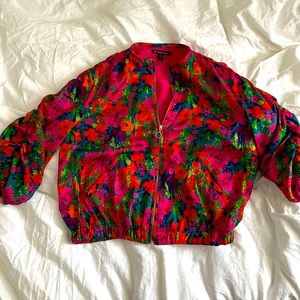 Zara cropped floral bomber jacket